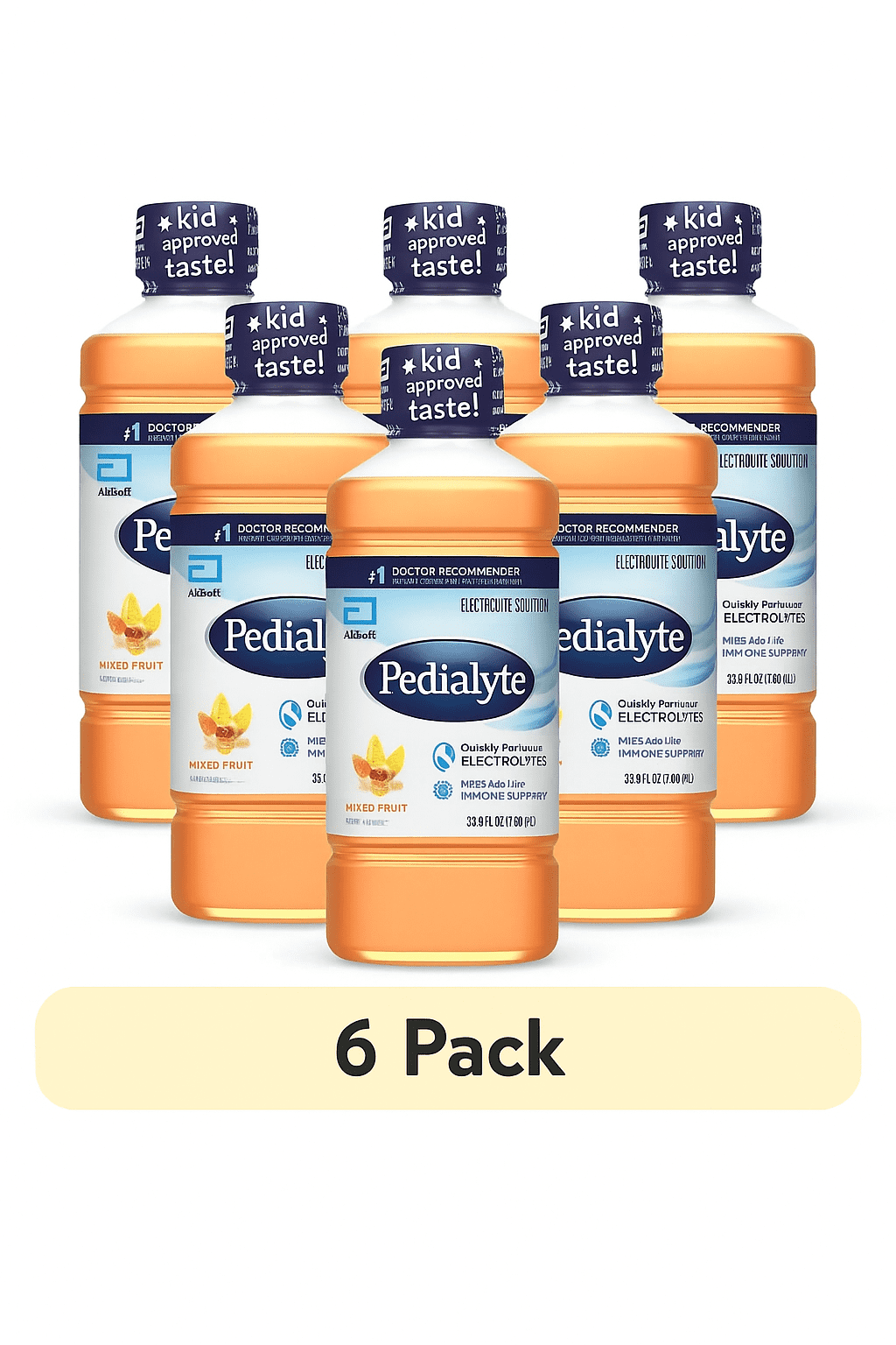 (6 pack) Pedialyte Electrolyte Drink, Mixed Fruit, 1 Liter