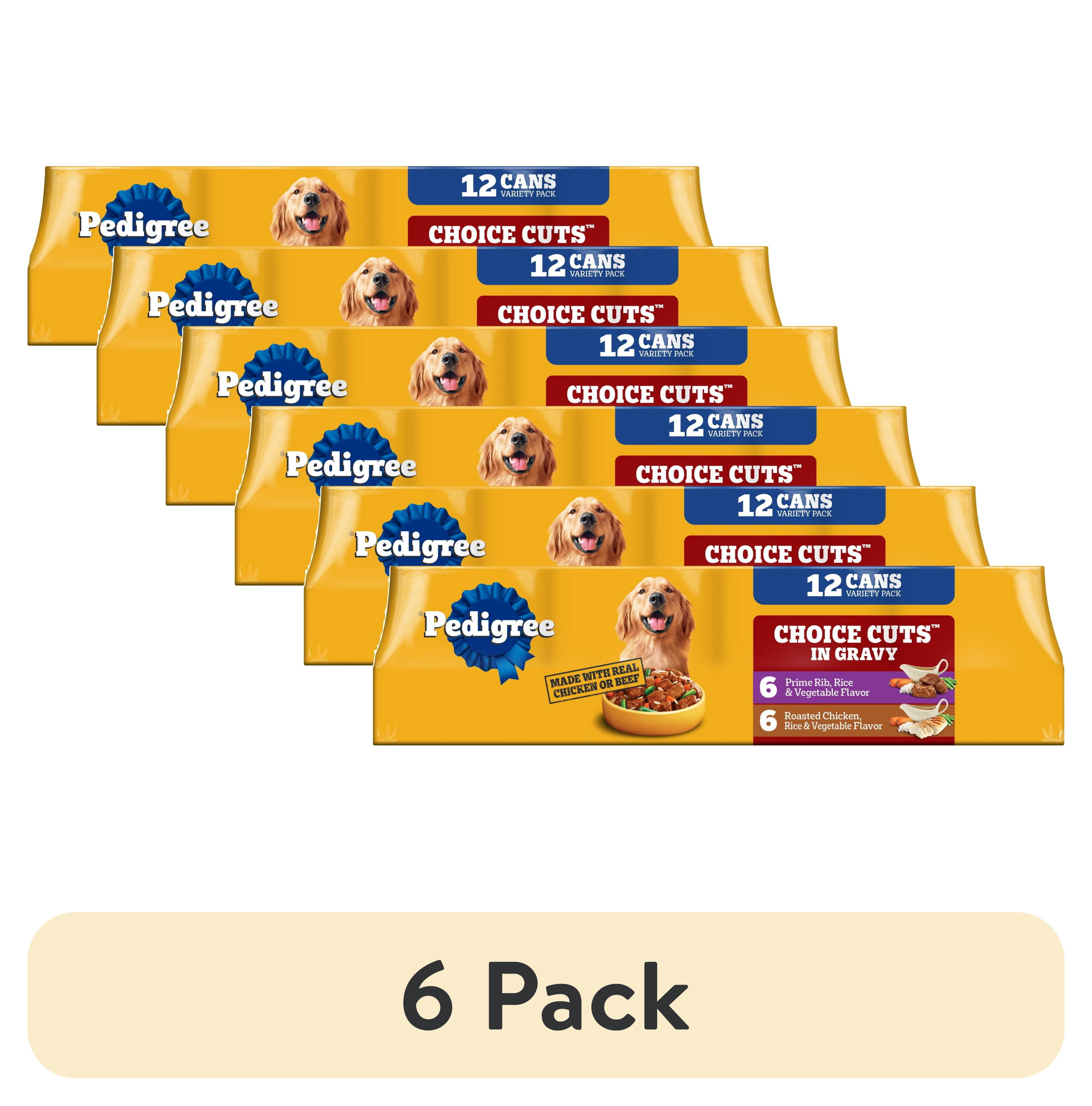 (6 pack) Pedigree Choice Cuts In Gravy Adult Soft Wet Dog Food Prime Rib Multipack, 13.2 Oz Cans 12 Pack