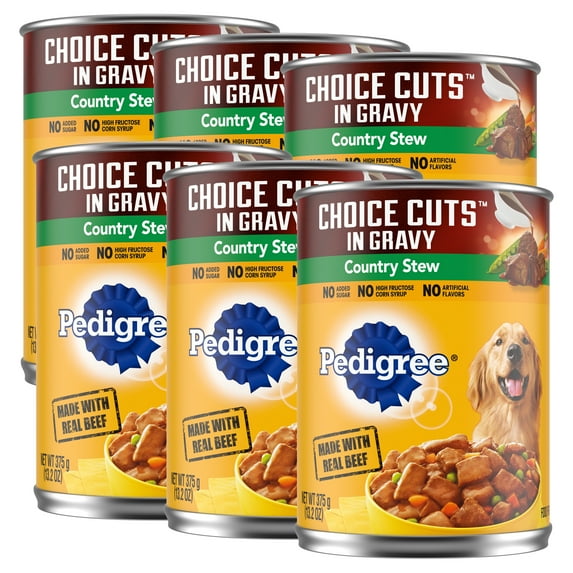 (6 pack) Pedigree Choice Cuts In Gravy Adult Soft Wet Dog Food Country Stew Flavor, 13.2 oz Cans, 12 Count