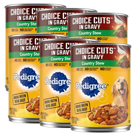 (6 pack) Pedigree Choice Cuts In Gravy Adult Soft Wet Dog Food Country Stew Flavor, 13.2 oz Cans, 12 Count