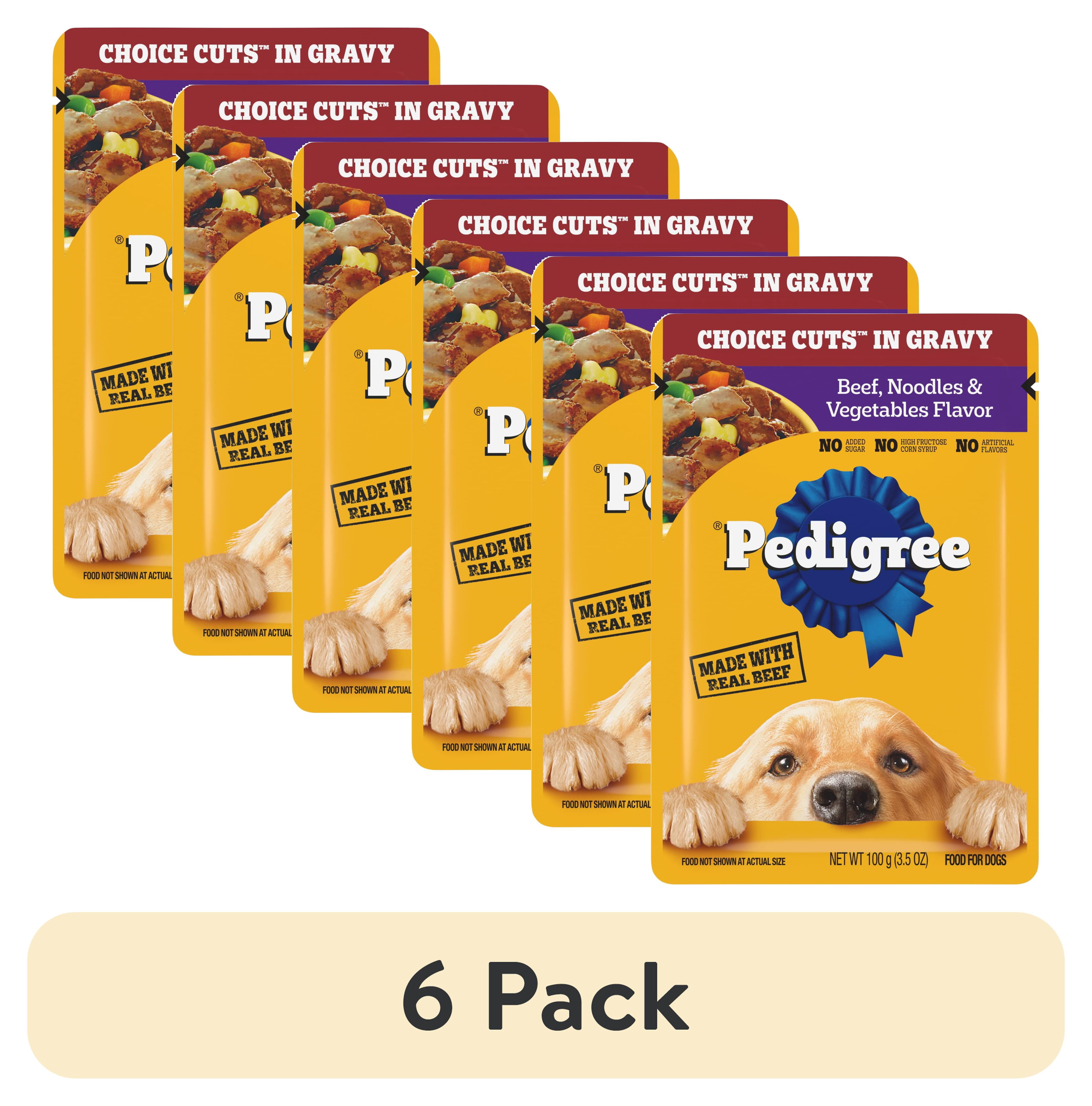 (6 pack) Pedigree Choice Cuts In Gravy Dog Food, Beef, Noodles & Vegetable Flavor, 3.5 Oz Pouch