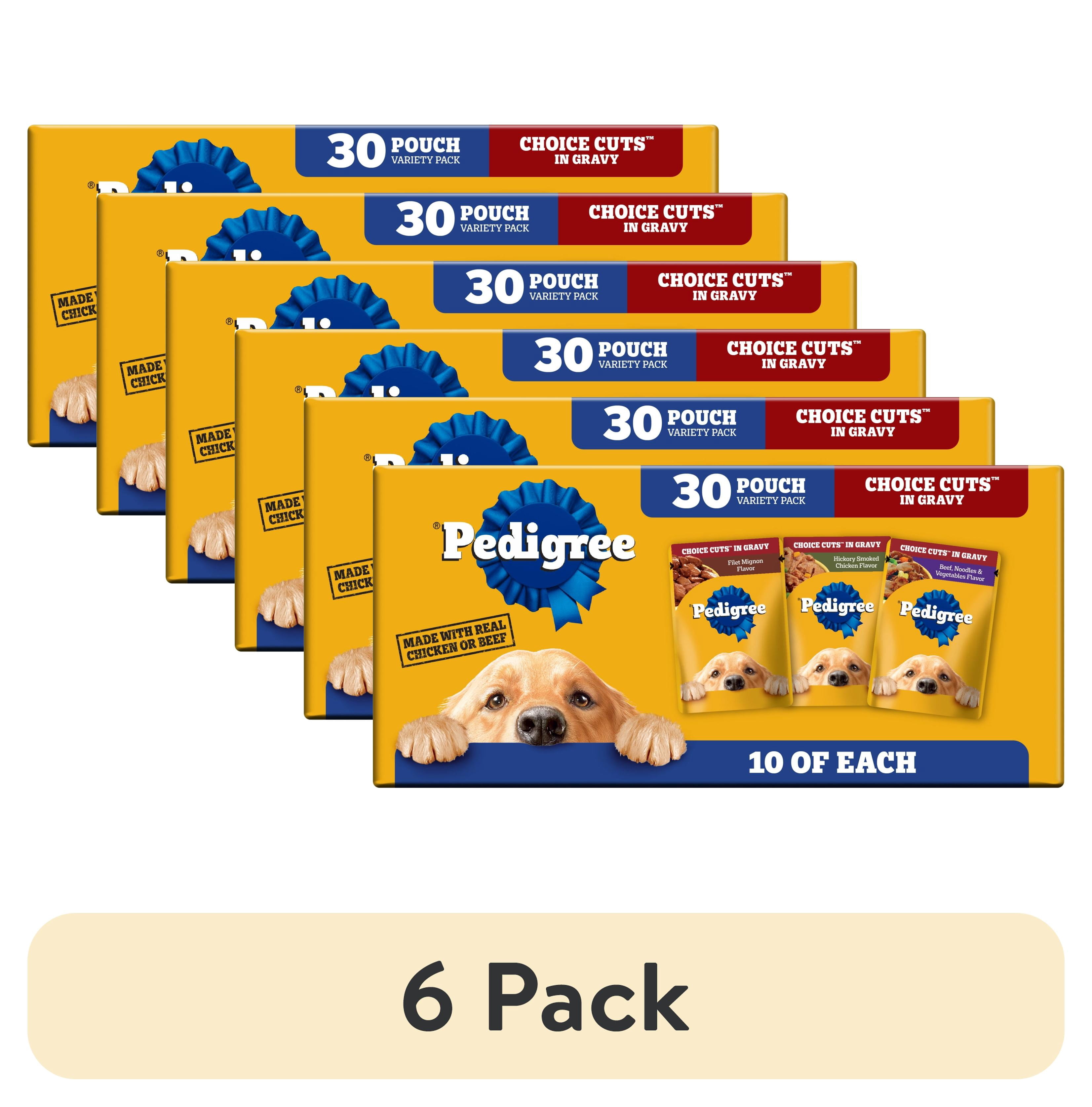 (6 pack) Pedigree Choice Cuts In Gravy Variety Pack Wet Dog Food, 3.5 Oz Pouches, 30-Count