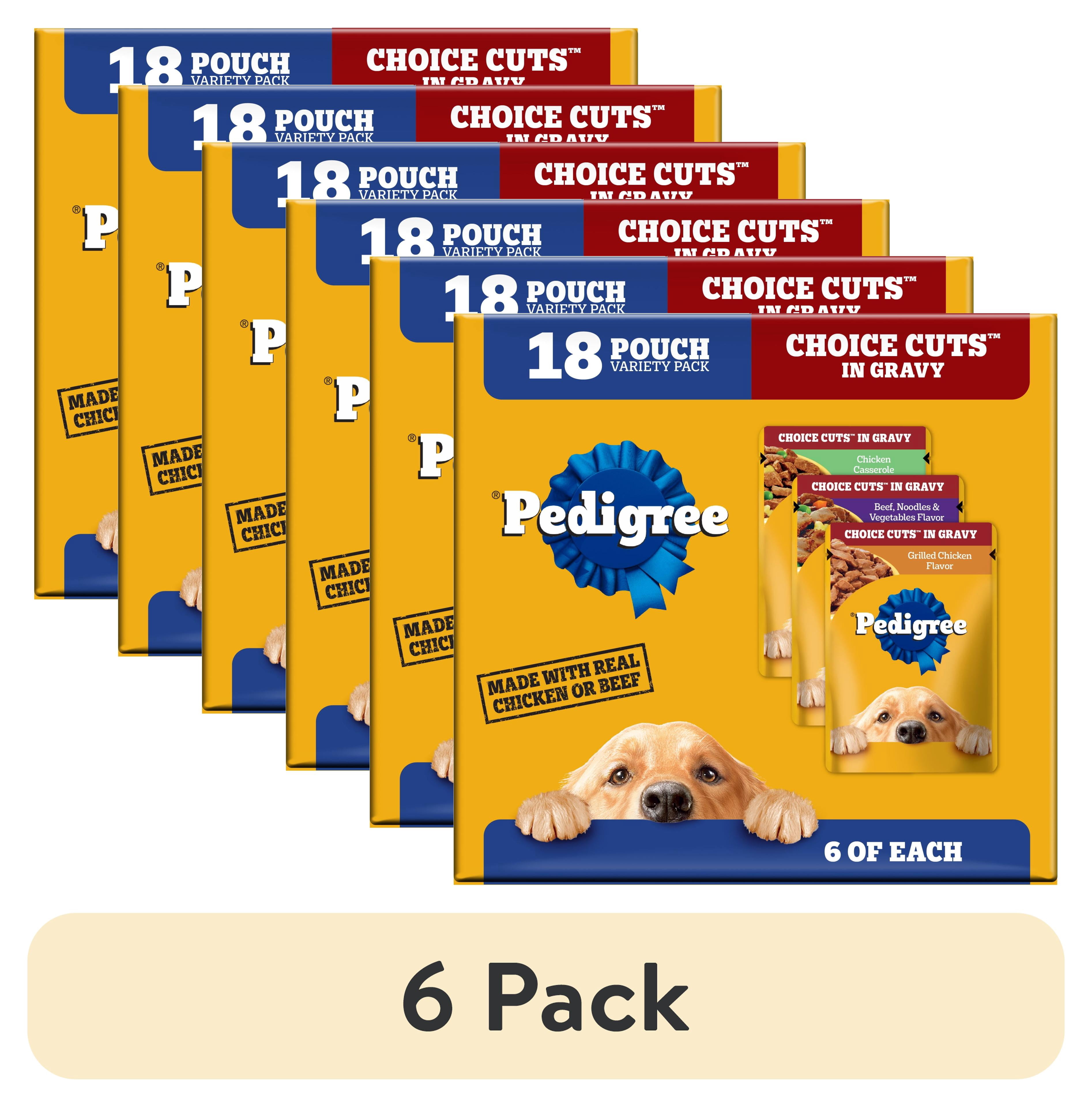 (6 pack) Pedigree Choice Cuts In Gravy Wet Dog Food Chicken Casserole Variety Pack, 3.5 Oz Pouches, 18 Count