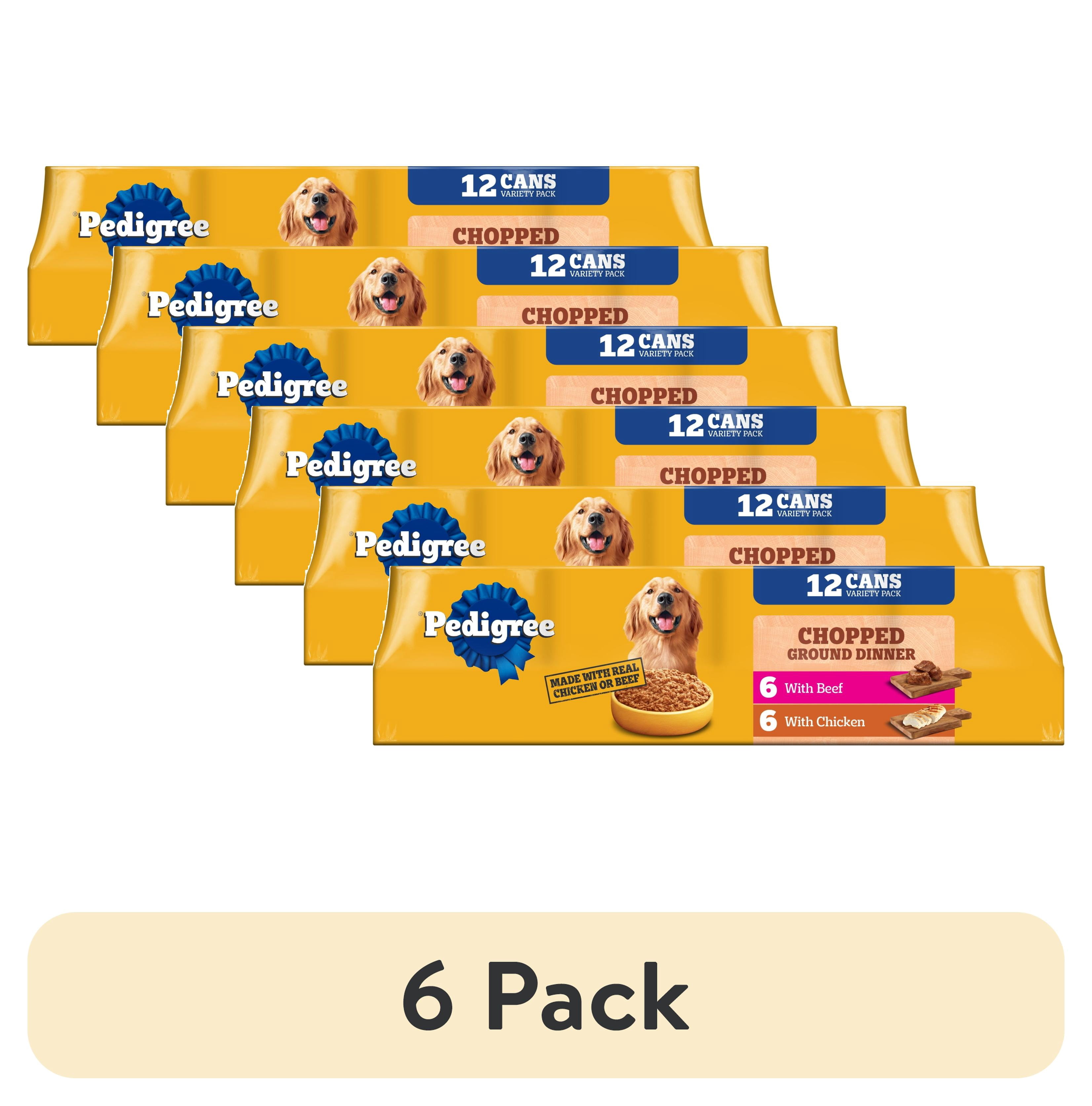 (6 pack) Pedigree Chopped Ground Dinner Chicken & Beef Variety Pack Wet Dog Food, (12) 13.2 Oz Cans