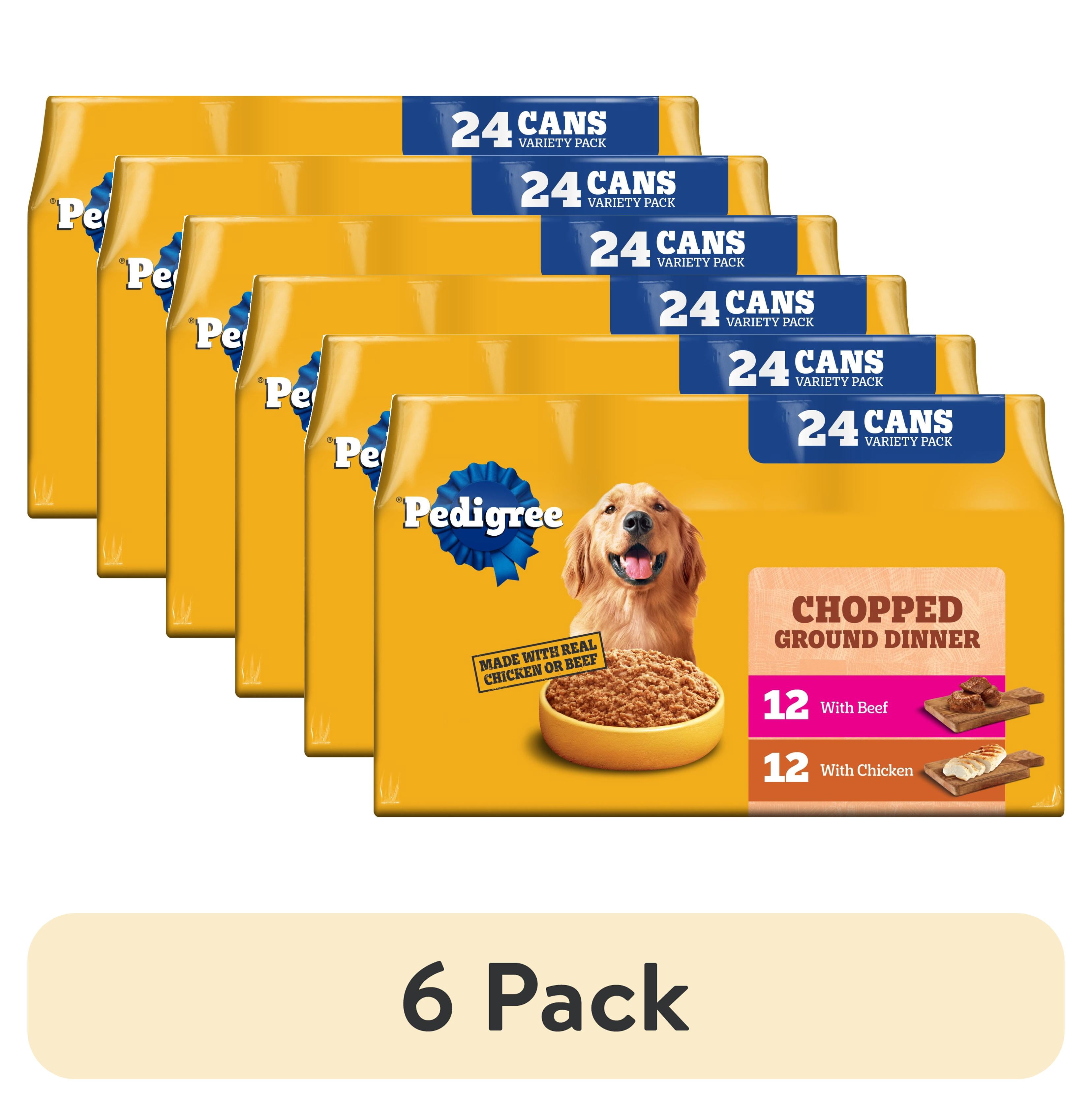 (6 pack) Pedigree Chopped Ground Dinner Chicken & Beef Variety Pack Wet Dog Food, (24) 13.2 Oz Cans