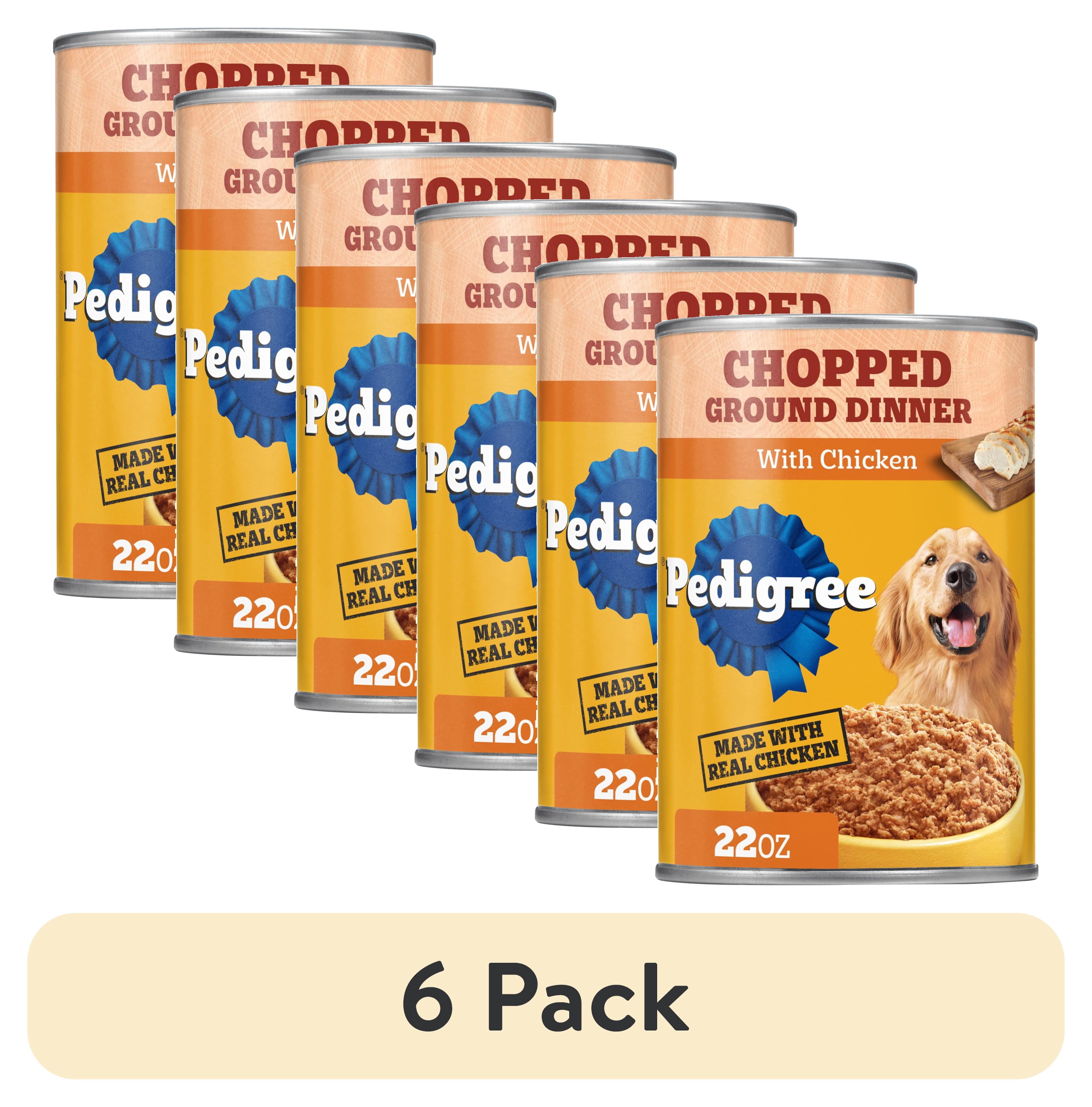 (6 pack) Pedigree Chopped Ground Dinner Wet Dog Food With Chicken, Canned Dog Food, 22 oz. Can