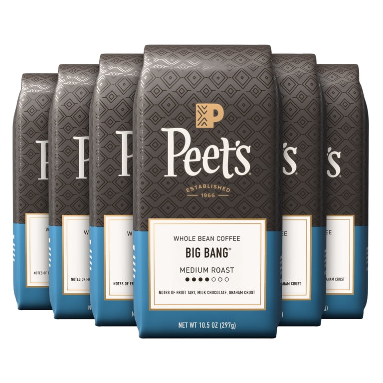 6 pack) Peet's Coffee Big Bang Premium Medium Roast Whole Bean
