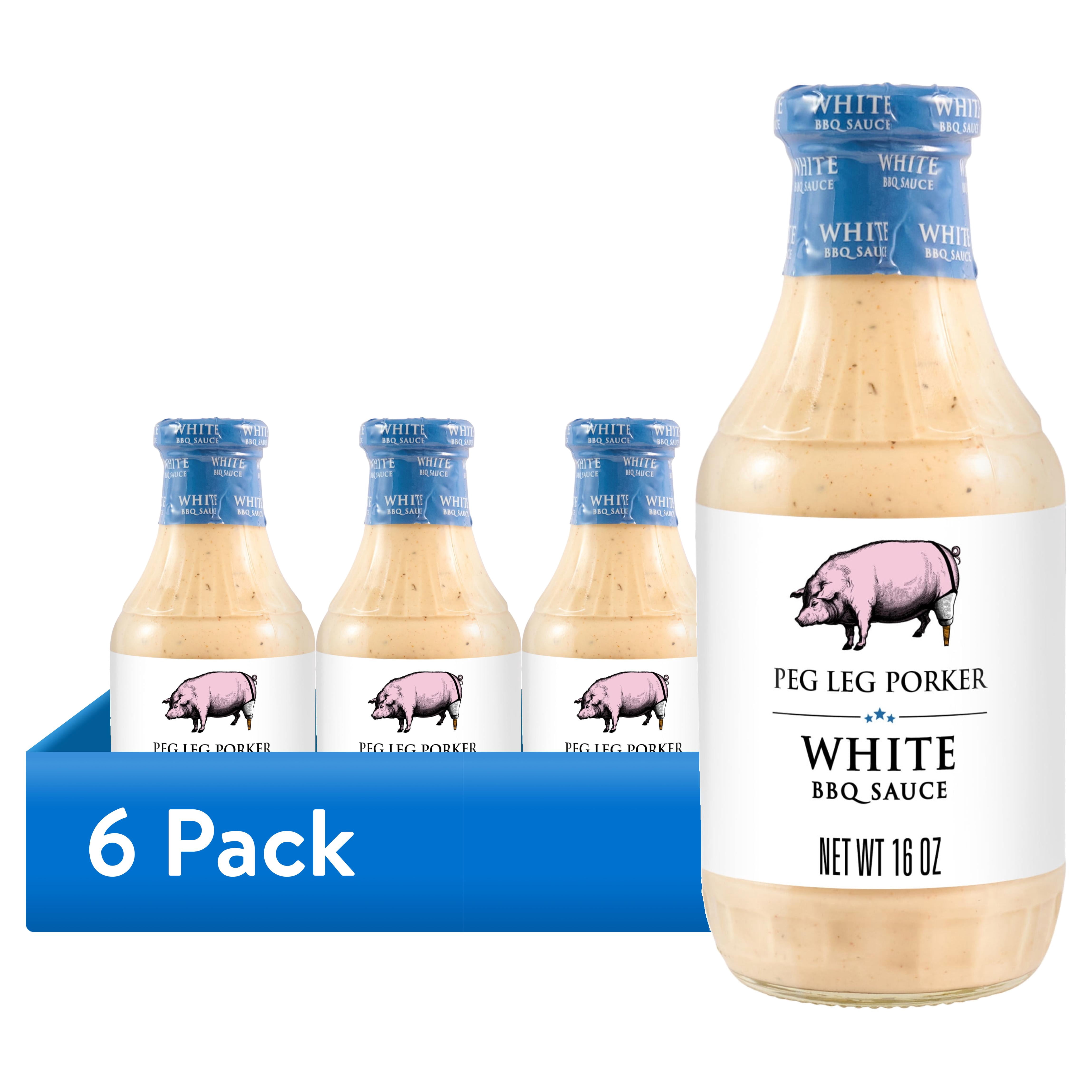(6 pack) Peg Leg Porker White BBQ Sauce, 16.0 oz Bottle