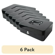 (6 pack) Pen + Gear 10 inch Metal Cash Box with Money Tray and Key Lock, Black, YFC-25