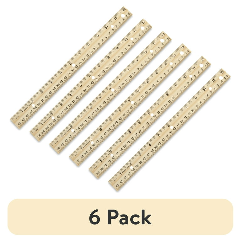 24-Pack Wooden Rulers, 12 Inch With Metal Edge - Bulk Pack For School, Office, Home & Crafting