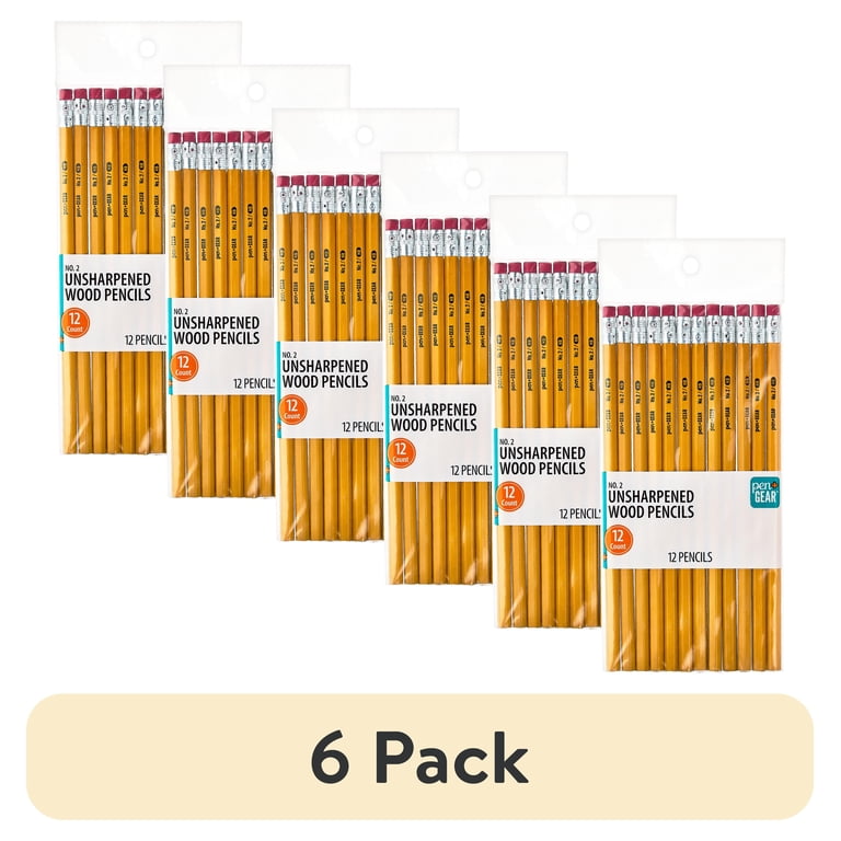 6 pack) Pen+Gear Unsharpened Wood Pencils, #2 HB Lead, Yellow, 12