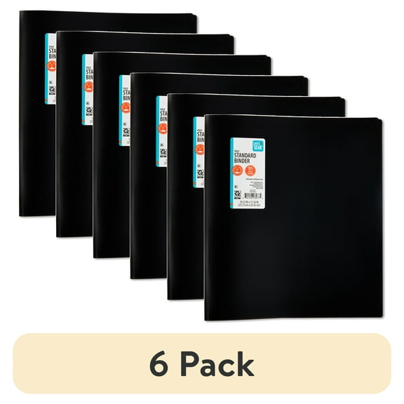 (6 pack) Pen+Gear Poly Standard 1" Round-Ring Binder, Black