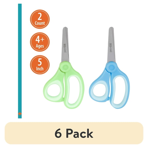 (6 pack) Pen+Gear 5-inch Blunt-Tip Kids Scissors, 2-Pack, Blue & Green, Ages 4+