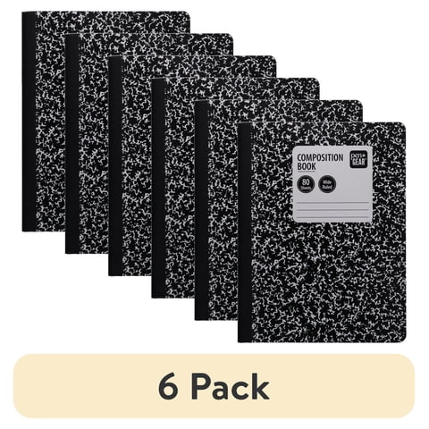 (6 pack) Pen+Gear Composition Book, Wide Ruled, 7.5"x 9.75", Marble Design, Paper Cover, 80 Sheets