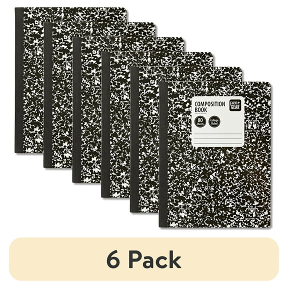 (6 pack) Pen+Gear College Ruled Composition Book, 7.5 x 9.75 Inches, Marble Cover, 80 Sheets