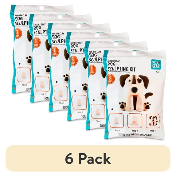 (6 pack) Pen+Gear Air Dry Clay Sculpting Kit, Brown Dog, Stocking Stuffers for Kids
