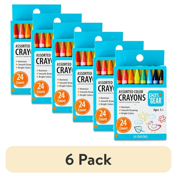 (6 pack) Pen+Gear Crayons, Assorted Colors, 24 Count