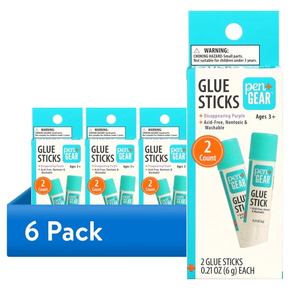 (6 pack) Pen+Gear Glue Sticks, Disappearing Purple, Washable, 0.21 oz, 2 Count