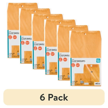 (6 pack) Pen+Gear Kraft Clasp Envelopes, 6 in x 9 in, 6 Count
