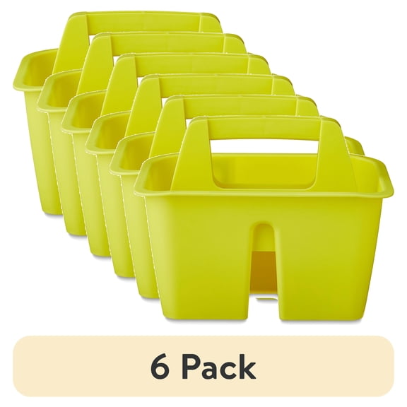 (6 pack) Pen+Gear Mini Plastic Craft and Hobby Organizer Caddy, Lemon Lime