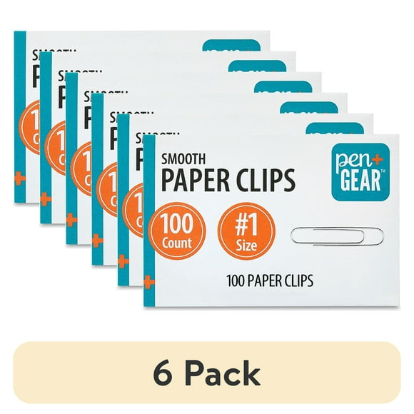 (6 pack) Pen+Gear No. 1 Size Smooth Paper Clips, Silver, 100 Count