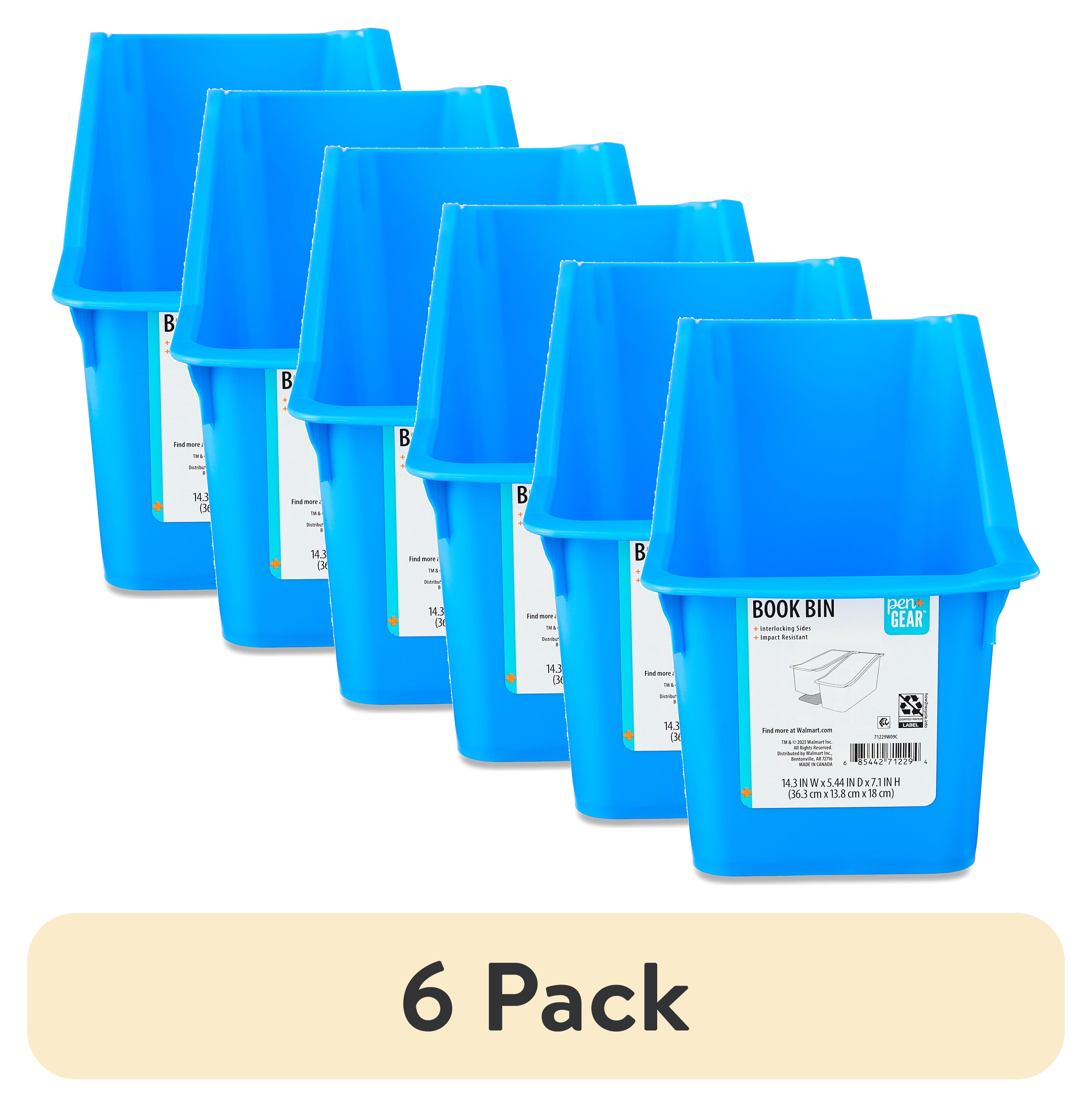 (6 pack) Pen+Gear Plastic Book Bin, Cobalt Blue