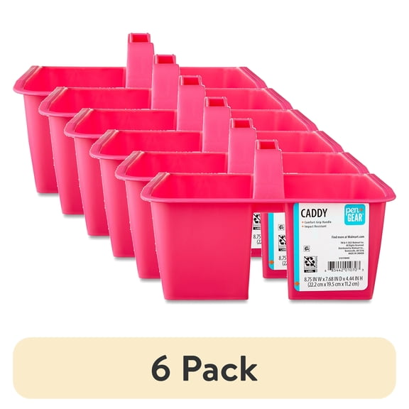 (6 pack) Pen+Gear Plastic Caddy, Desktop Craft and Hobby Organizer, Fuchsia Burst