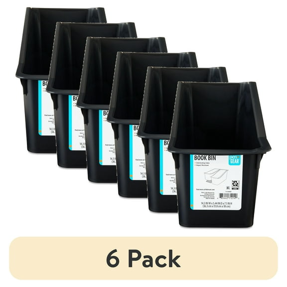 (6 pack) Pen+Gear Plastic Desktop Book Organizer Bin, Black, 1-Pack