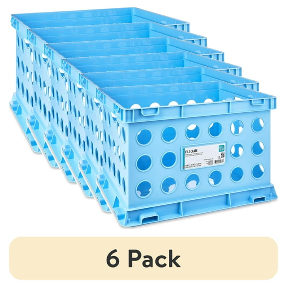 (6 pack) Pen+Gear Plastic File and Storage Crate, Sky Blue, 1-pack