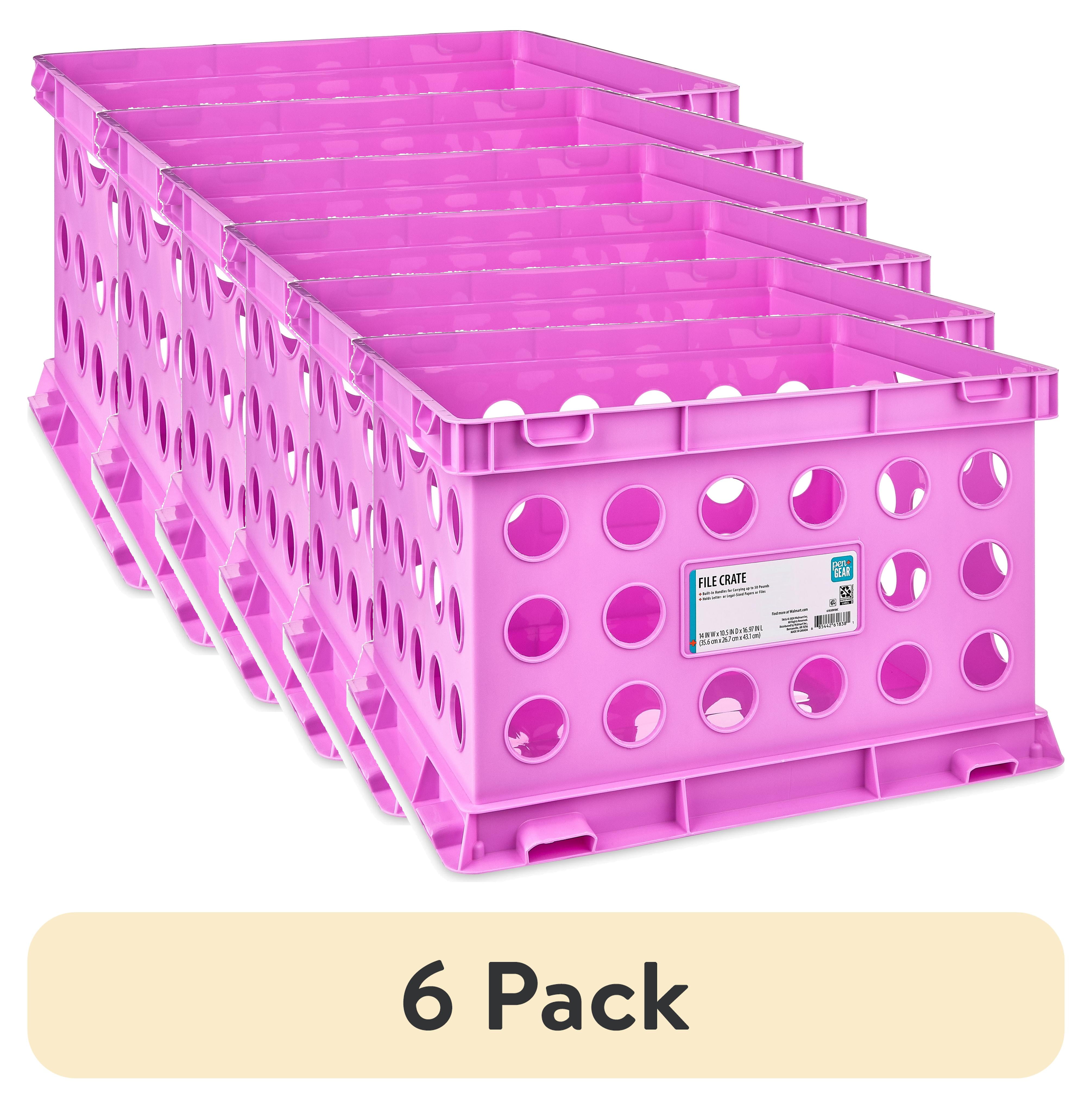 (6 pack) Pen+Gear Plastic File and Storage Crate, Violet Glow, 1-pack