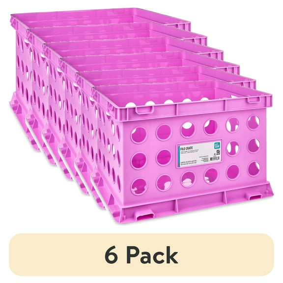 (6 pack) Pen+Gear Plastic File and Storage Crate, Violet Glow, 1-pack
