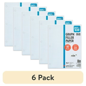(6 pack) Pen+Gear Quad Filler Paper, Graph Ruled 5x5, 80 Sheets, 8" x 10.5"