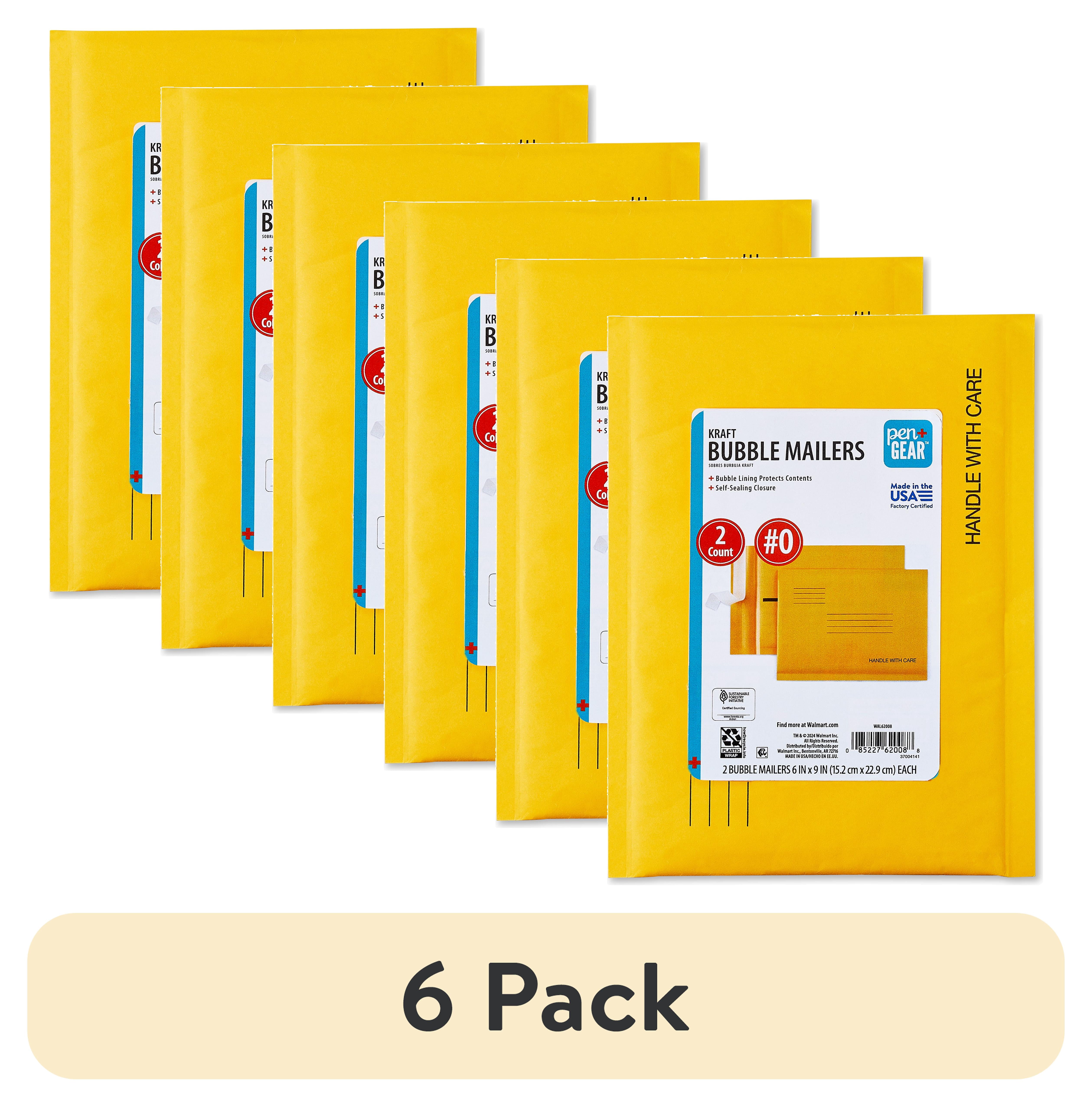 6 pack) Pen+Gear Self-Sealing #0 Kraft Bubble Mailers, 6