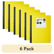(6 pack) Pen+Gear Wide Rule Composition Book, 7.5" x 9.75", Yellow, 80 Sheets, New