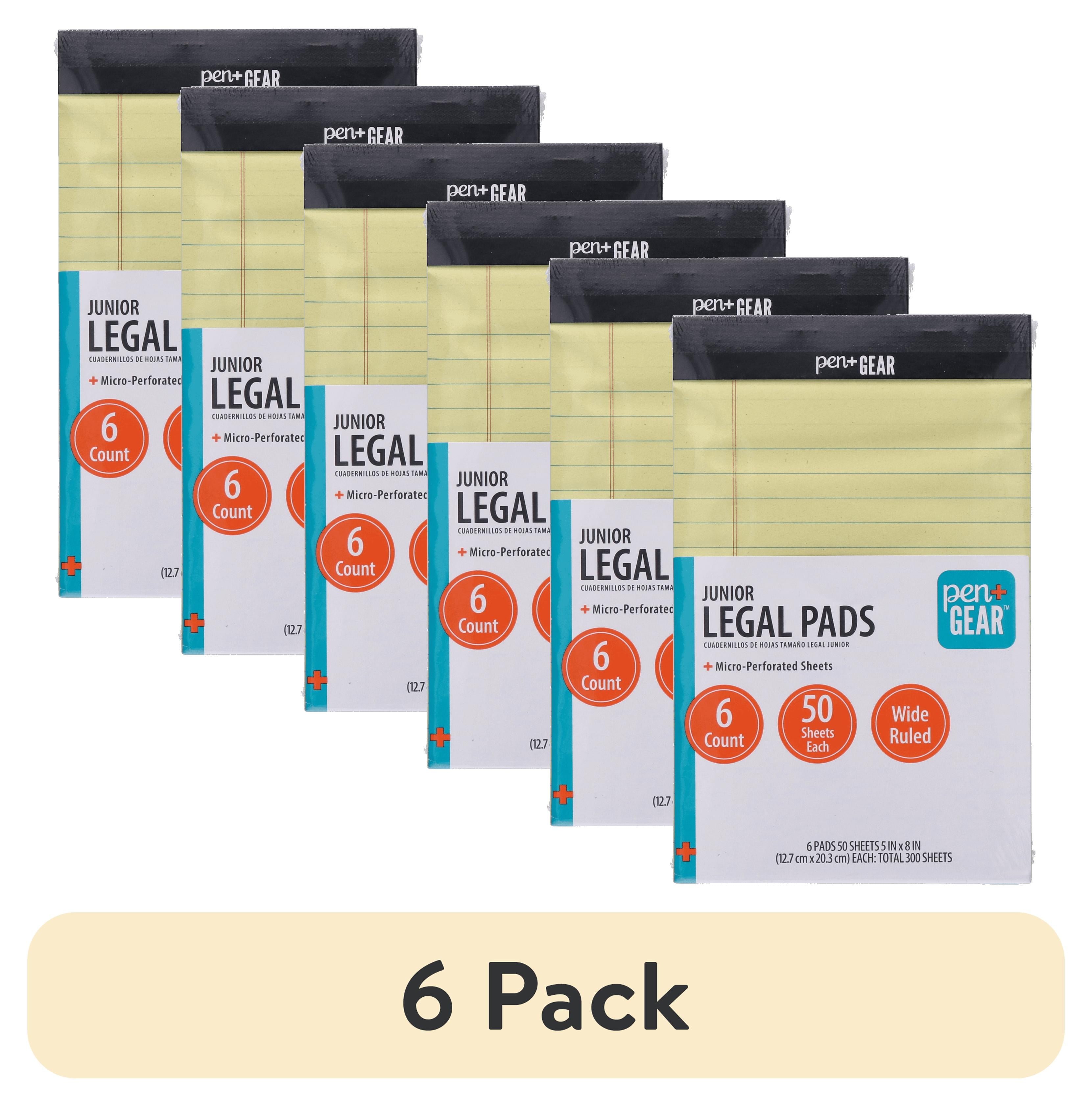 (6 pack) Pen+Gear Wide Ruled Junior Legal Pads, 5" x 8", Canary Paper, 50 Sheets Each, 100 Pages, 6 Pack