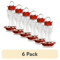 (6 pack) Pennington Glass Red Hummingbird Feeder, 16 oz Nectar Capacity