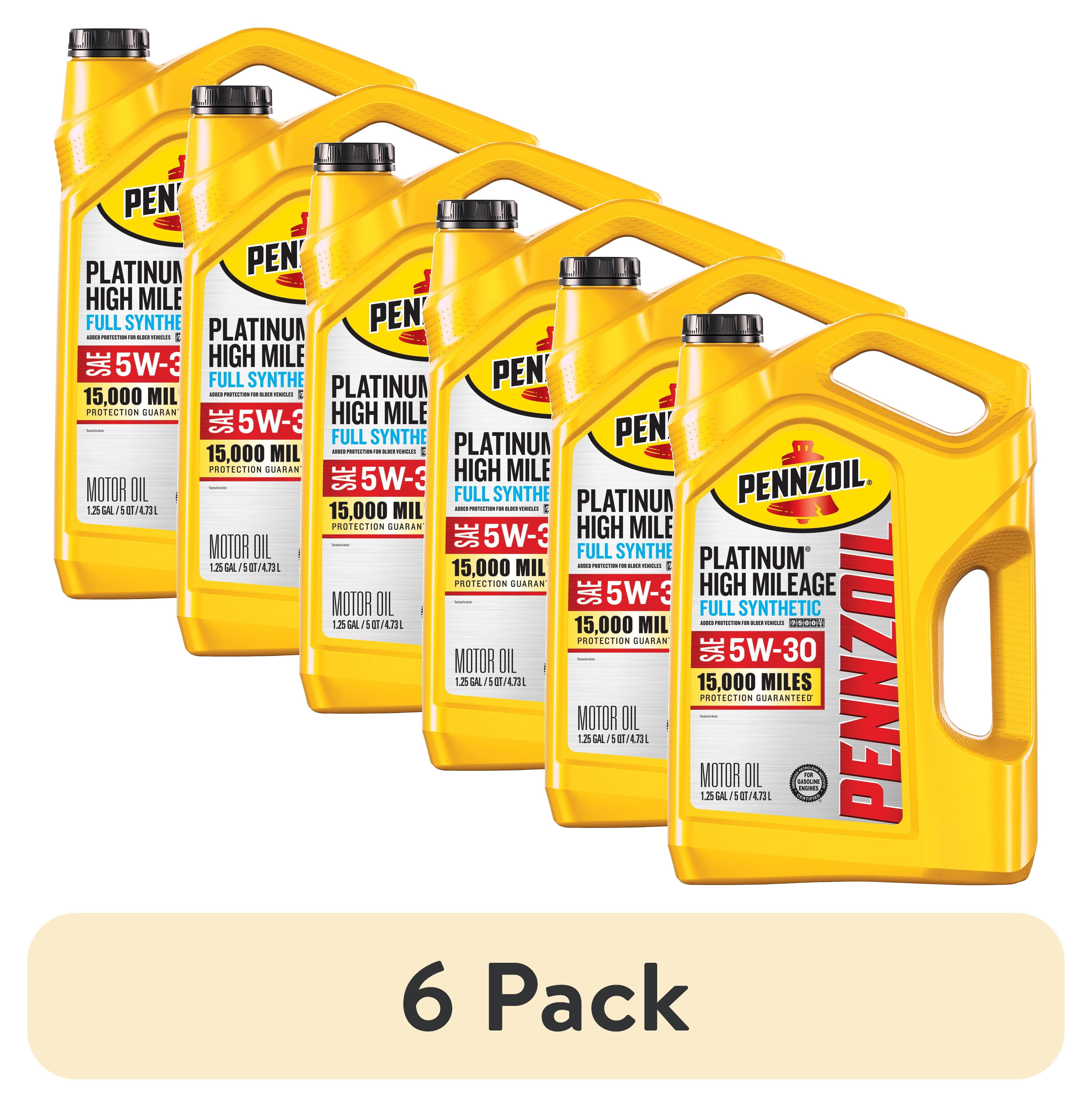6 pack) Pennzoil Platinum High Mileage Full Synthetic 5W-30 Motor