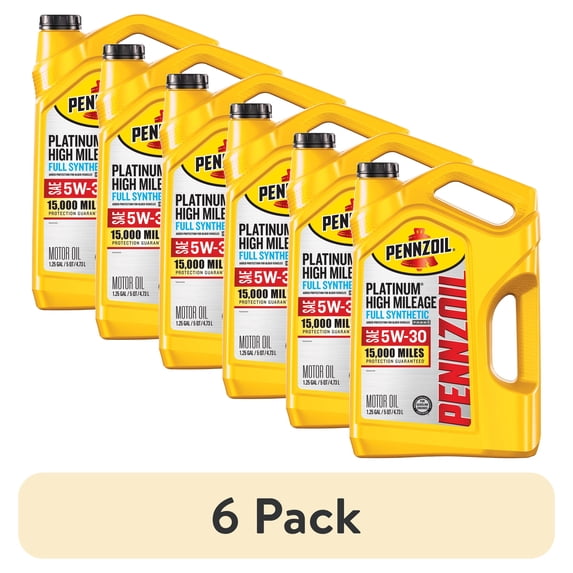 (6 pack) Pennzoil Platinum High Mileage Full Synthetic 5W-30 Motor Oil, 5 Quart