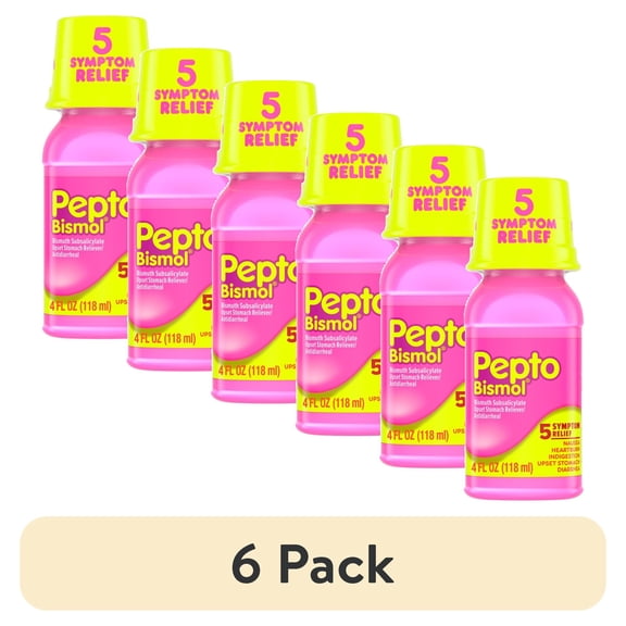 (6 pack) Pepto Bismol Liquid for Upset Stomach and Diarrhea Relief, Over-the-Counter Medicine, 4 Oz