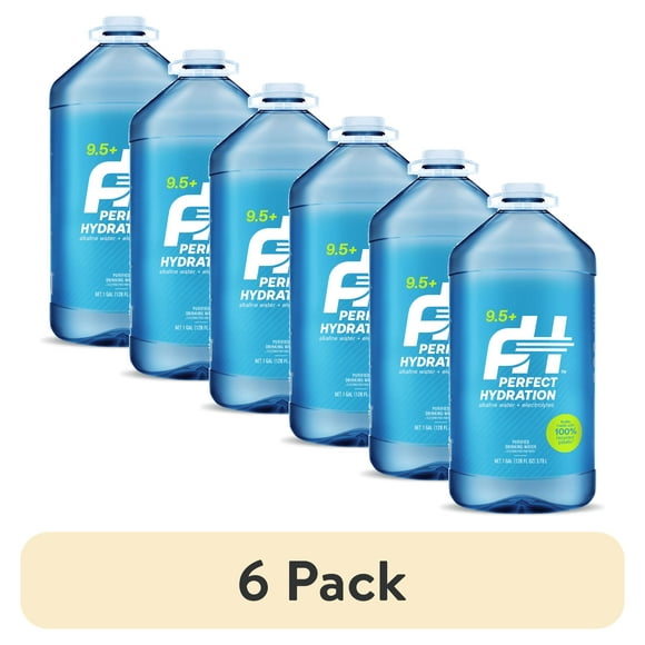 (6 pack) Perfect Hydration 9.5+ pH Alkaline Water, 1 Gallon Bottle