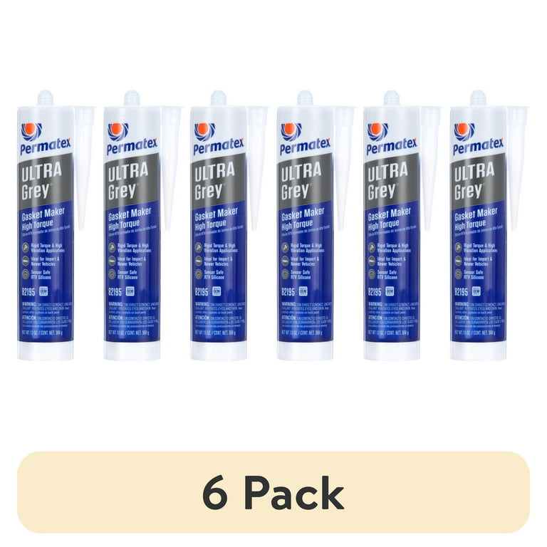6 pack) Permatex Ultra Grey Rigid High-Torque RTV Silicone Gasket