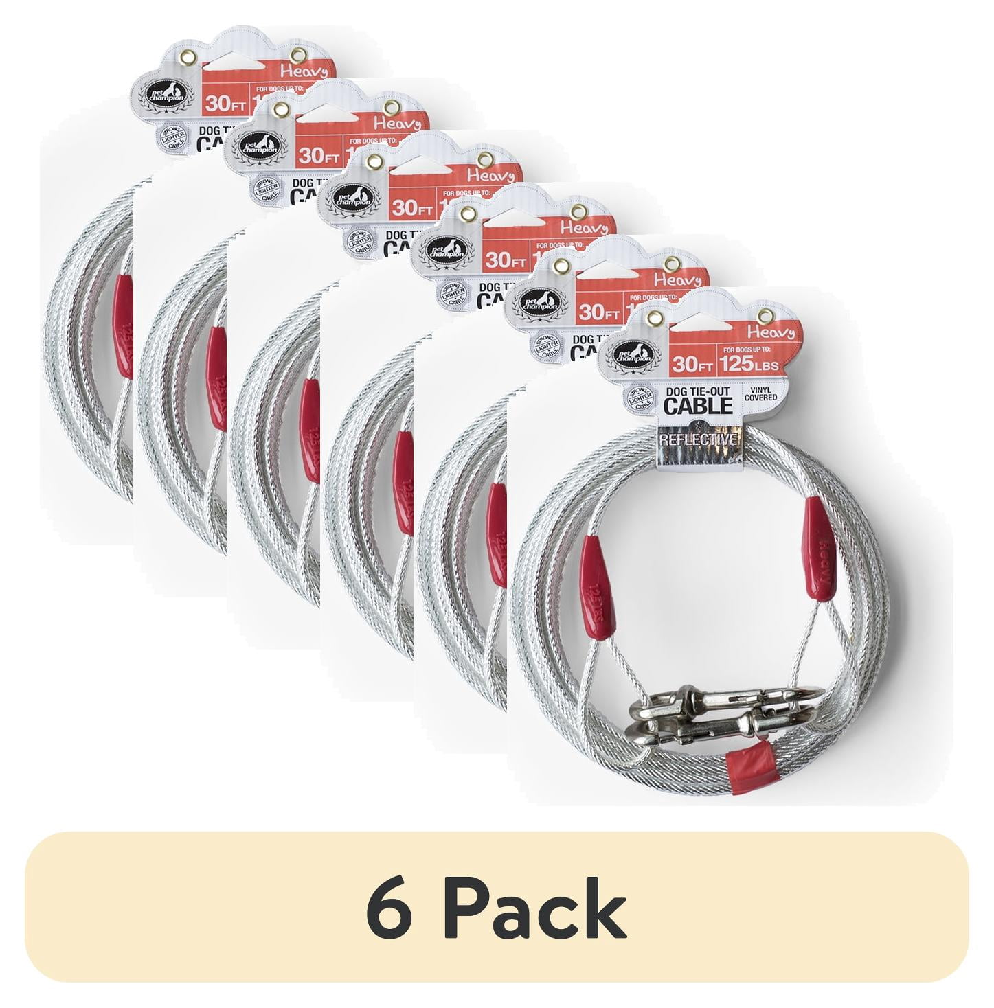 (6 pack) Pet Champion 30 ft Heavy Dog Tie-Out Cable