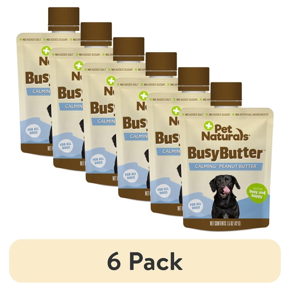 (6 pack) Pet Naturals Busybutter Calming Peanut Butter for Dogs, Stress and Anxiety Support, 1.5 oz.