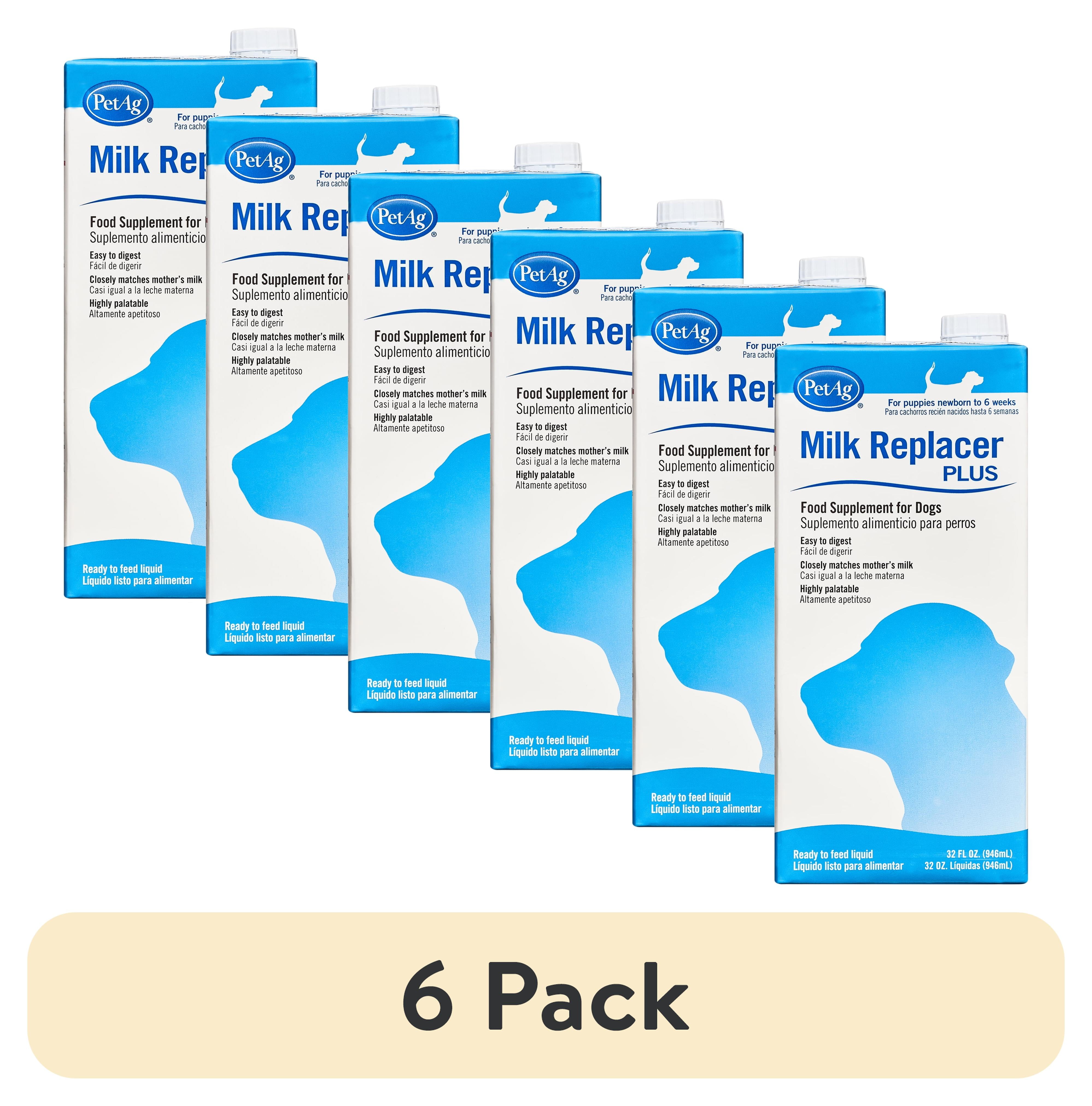 (6 pack) PetAg Milk Replacer Liquid for Dogs and Puppies, 32 fl oz