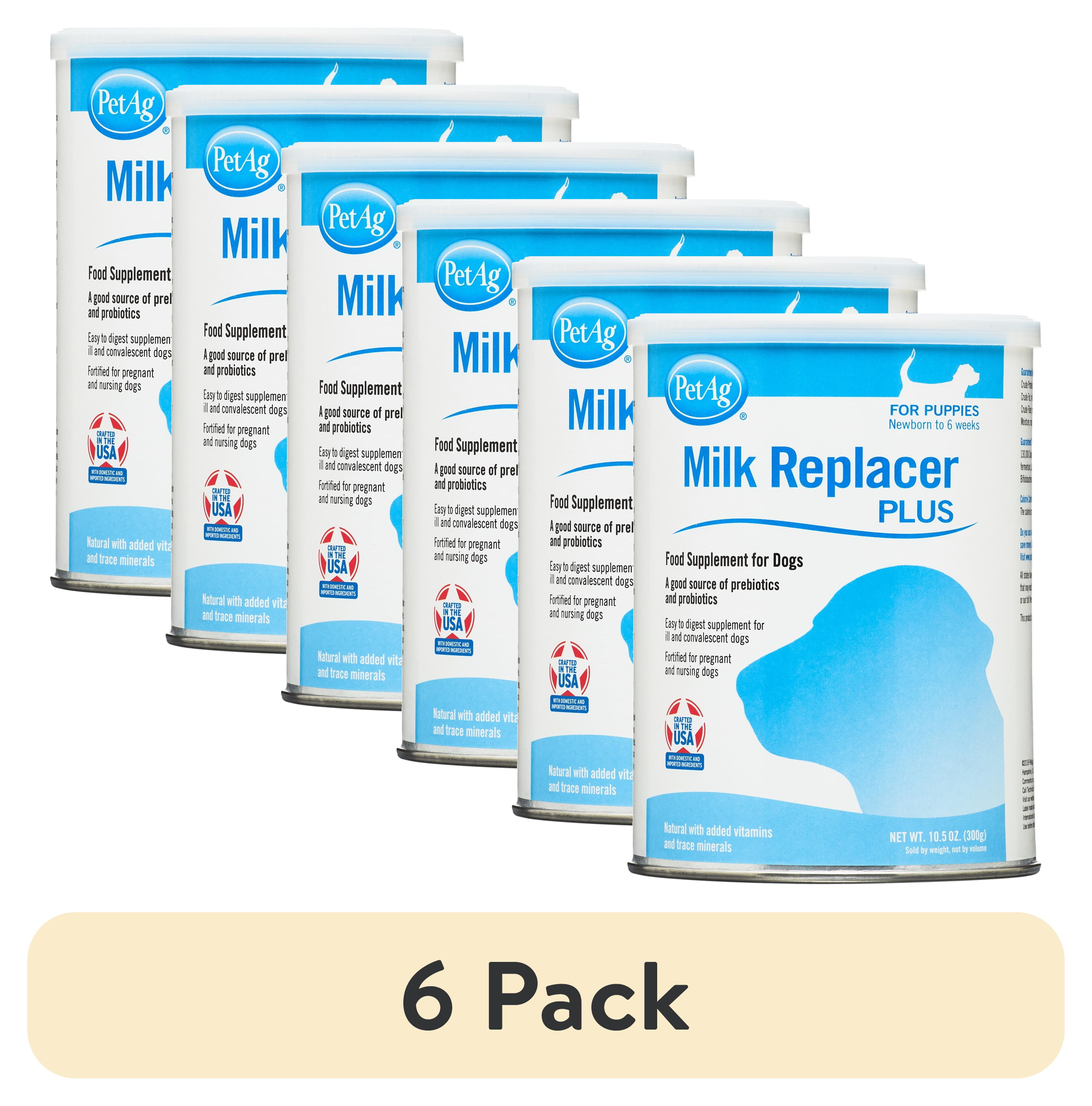 (6 pack) PetAg Milk Replacer Plus for Neonate Newborn Dogs and Puppies, 10.5 oz