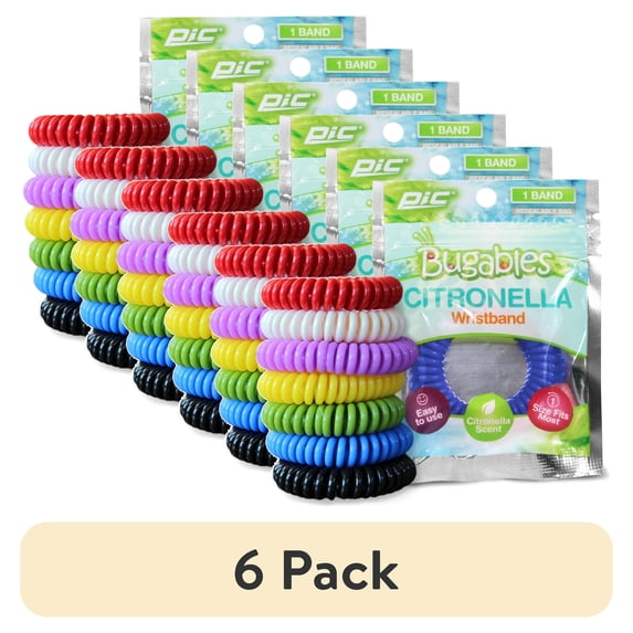 (6 pack) Pic Bugables Citronella Coils Reusable Wristband, One Size Fits All, 1 Pack, Mosquito/Gnats