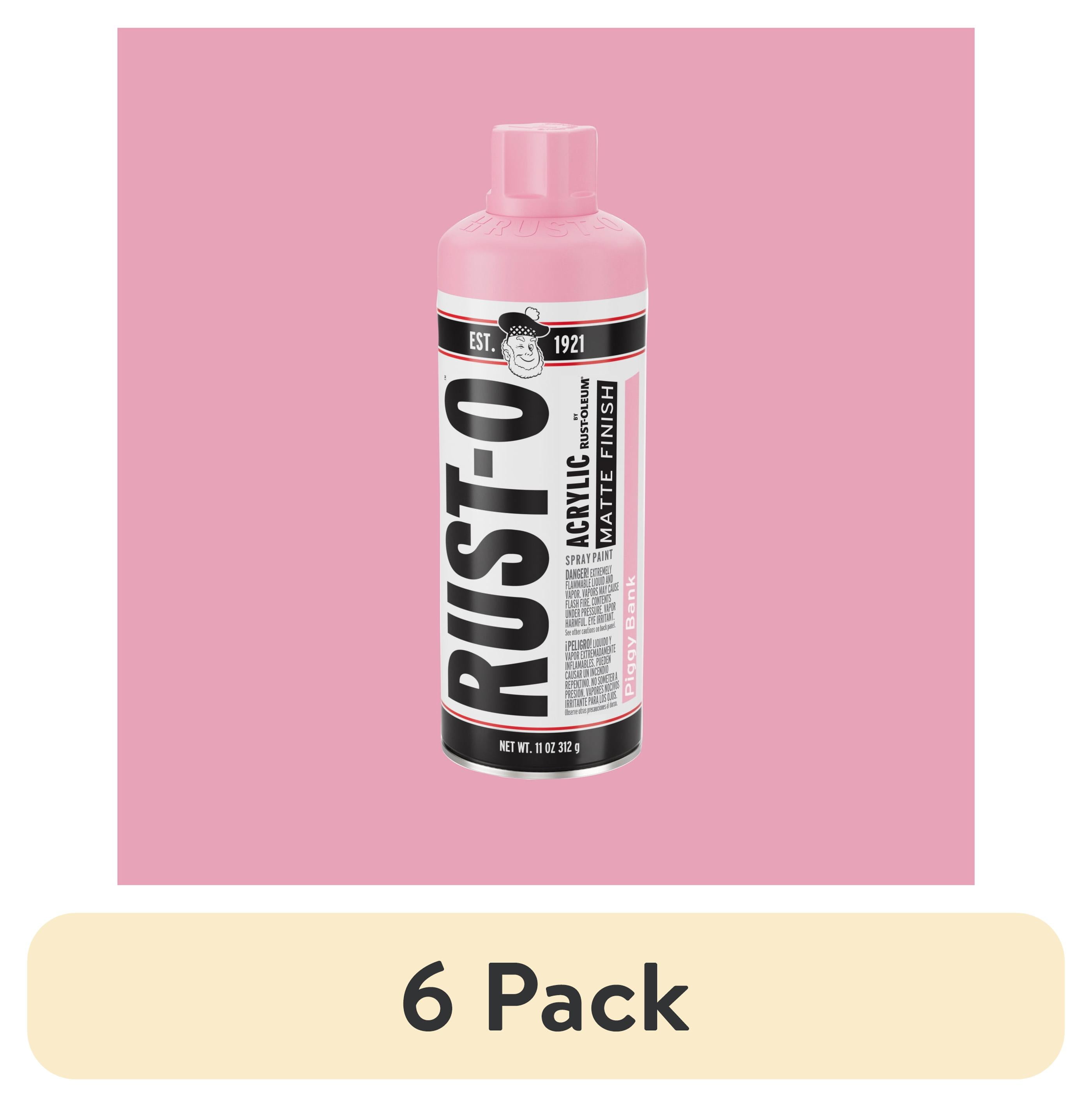 (6 pack) Piggy Bank, Rust-Oleum Rust-O Acrylic Matte Spray Paint-392214, 11 oz