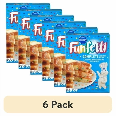 (6 pack) Pillsbury Funfetti Complete Buttermilk Pancake and Waffle Mix, 28 oz Box