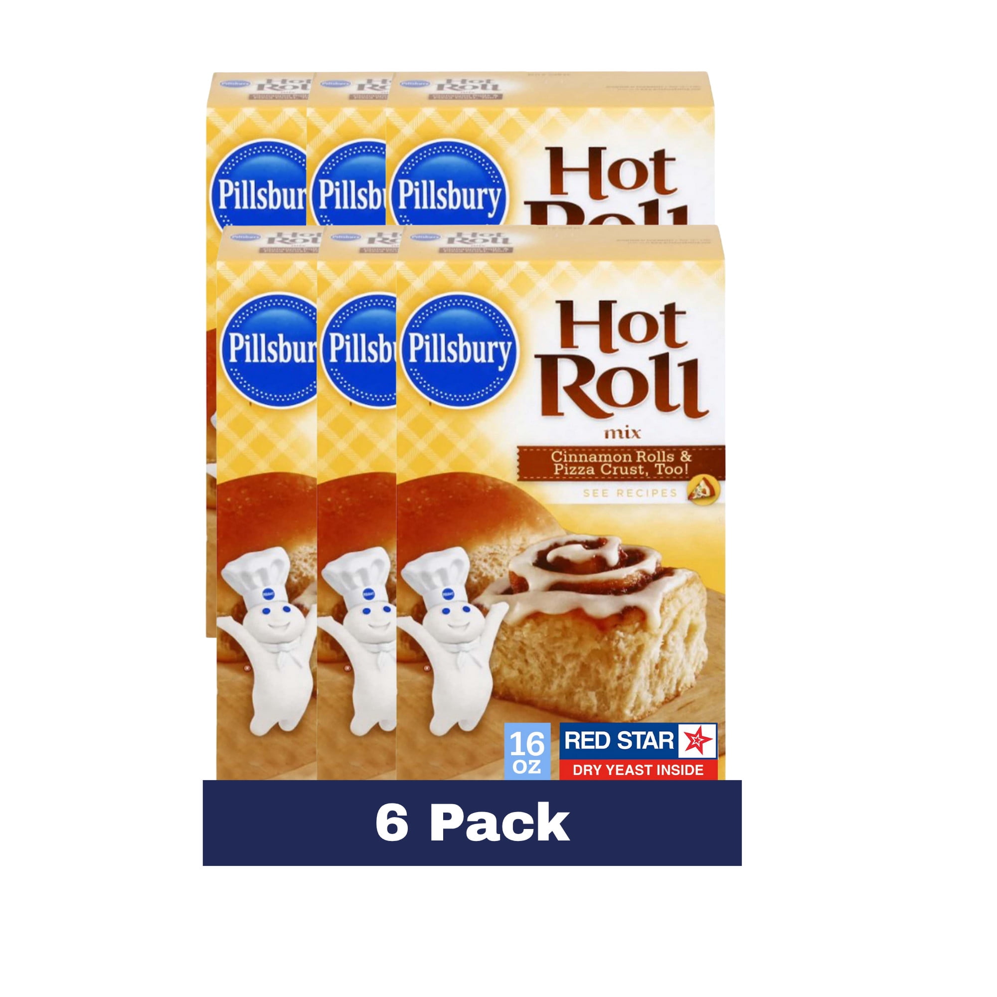 Pillsbury, Hot Roll Mix, 16 oz Box, 6 Pack, Baking Mix with Yeast
