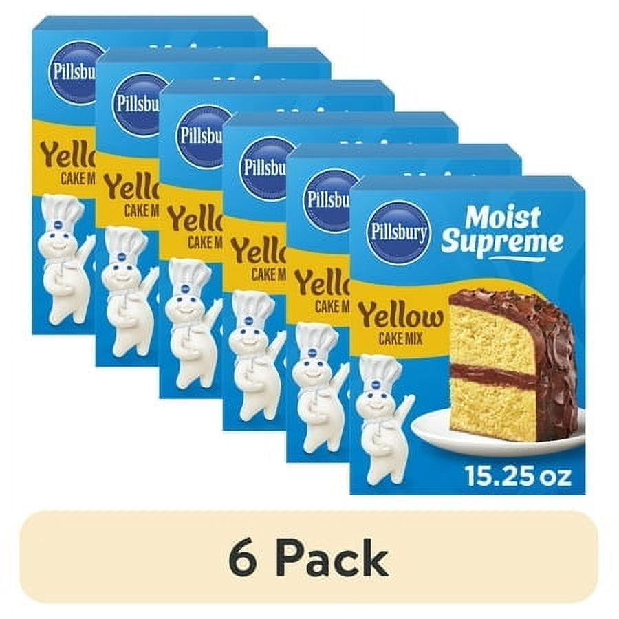 (6 pack) Pillsbury Moist Supreme Yellow Cake Mix, 15.25 oz Box